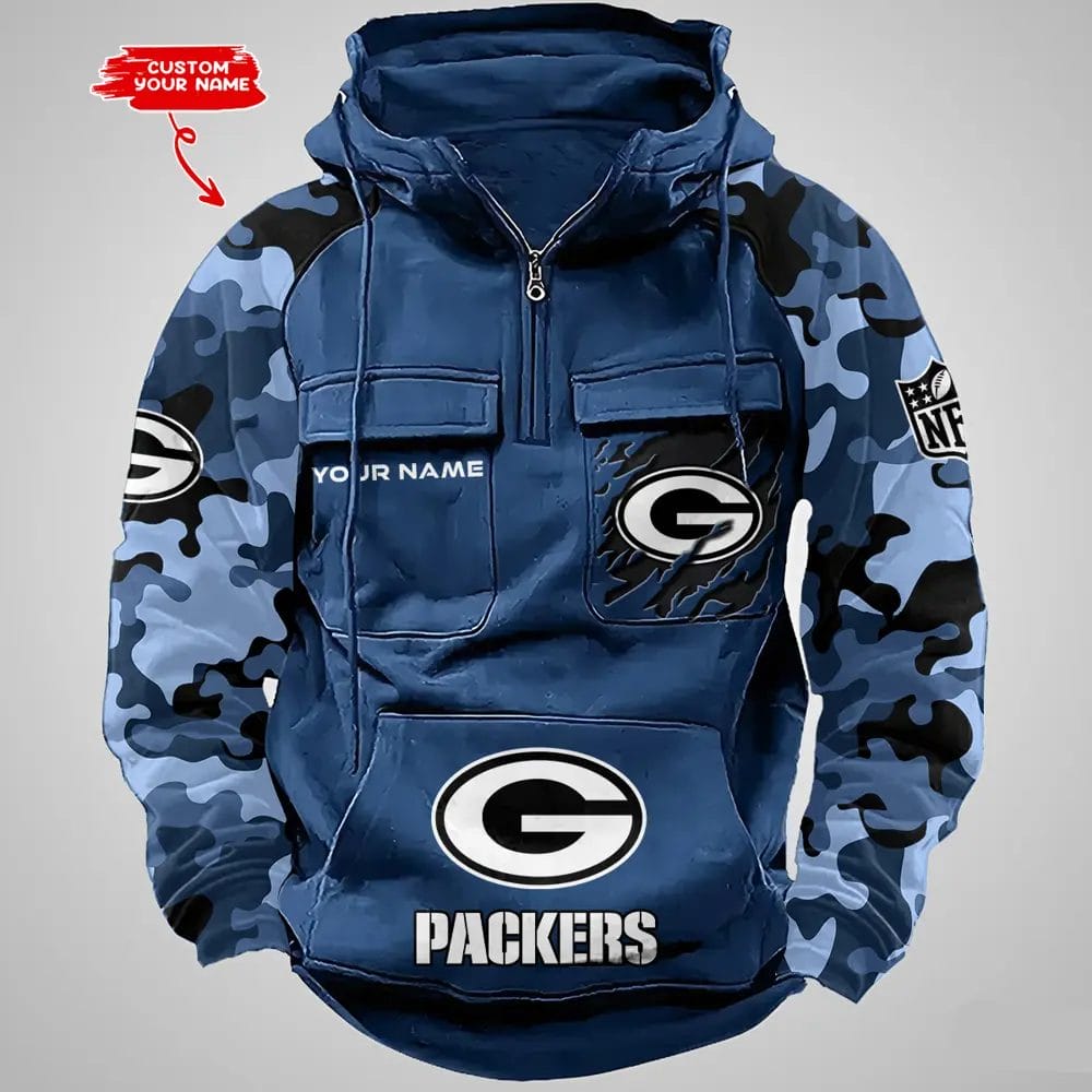 Green Bay Packers Hot Camouflage Multi Pockets Zip Hoodie AMCCLG001221 - Image 4