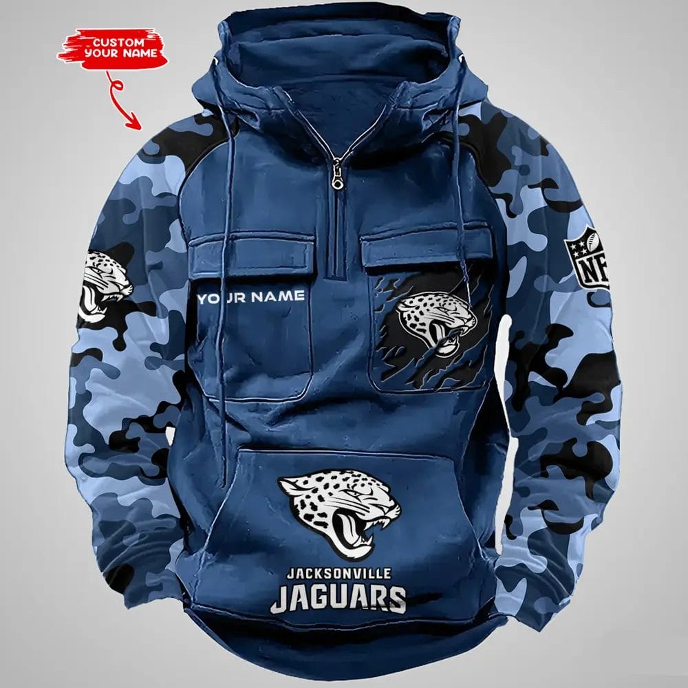 Jacksonville Jaguars Hot Camouflage Multi Pockets Zip Hoodie AMCCLG001224 - Image 2