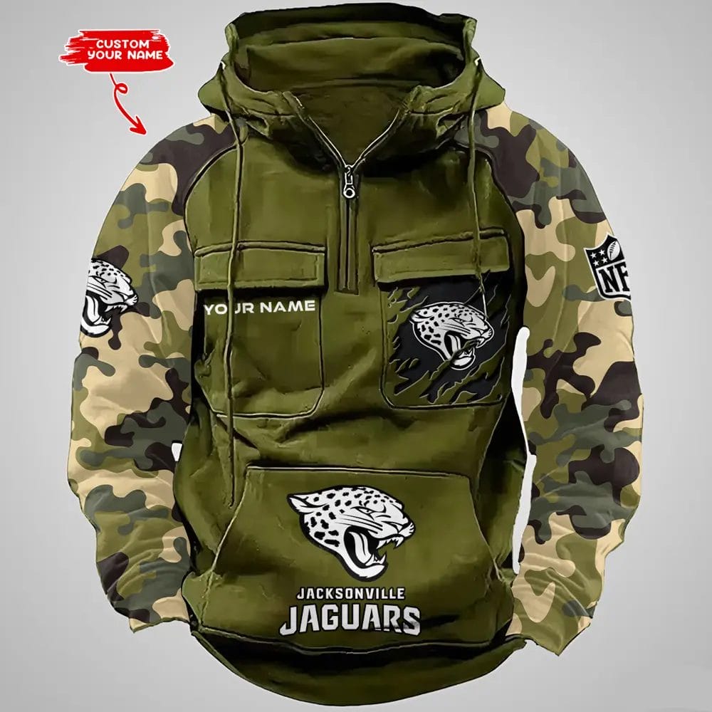 Jacksonville Jaguars Hot Camouflage Multi Pockets Zip Hoodie AMCCLG001224 - Image 3