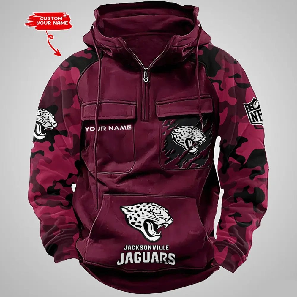 Jacksonville Jaguars Hot Camouflage Multi Pockets Zip Hoodie AMCCLG001224 - Image 4