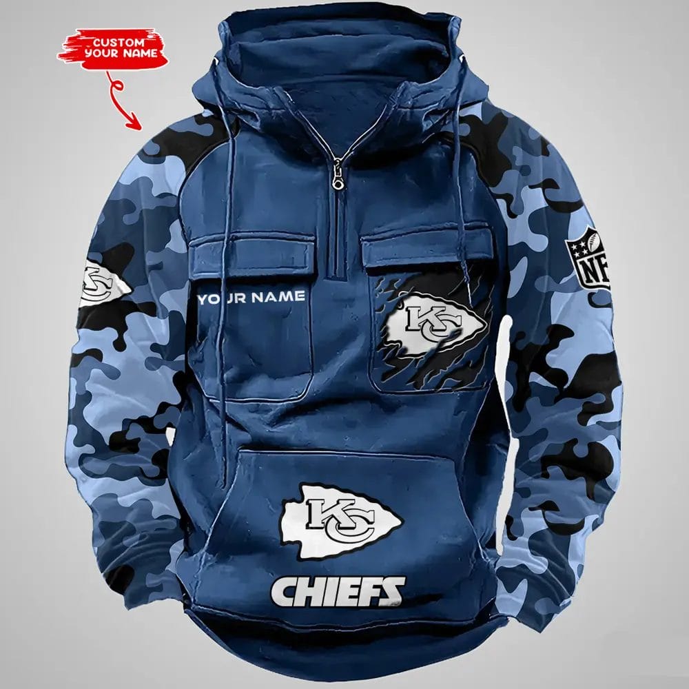 Kansas City Chiefs Hot Camouflage Multi Pockets Zip Hoodie AMCCLG001225 - Image 4