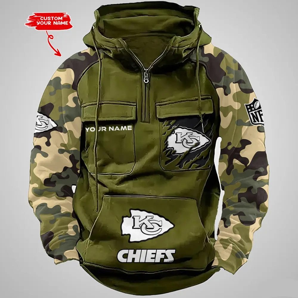 Kansas City Chiefs Hot Camouflage Multi Pockets Zip Hoodie AMCCLG001225 - Image 5