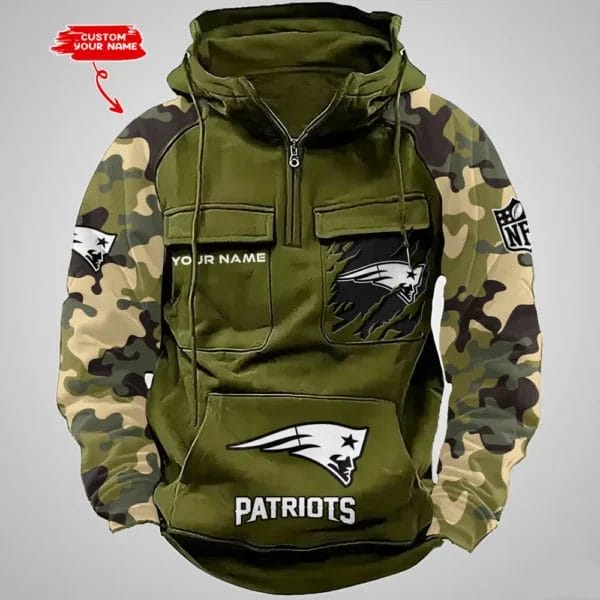 New England Patriots Hot Camouflage Multi Pockets Zip Hoodie AMCCLG001231 - Image 3