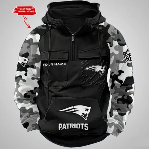New England Patriots Hot Camouflage Multi Pockets Zip Hoodie AMCCLG001231 - Image 5
