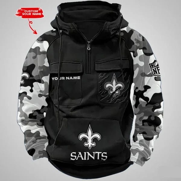 New Orleans Saints Hot Camouflage Multi Pockets Zip Hoodie AMCCLG001232 - Image 2