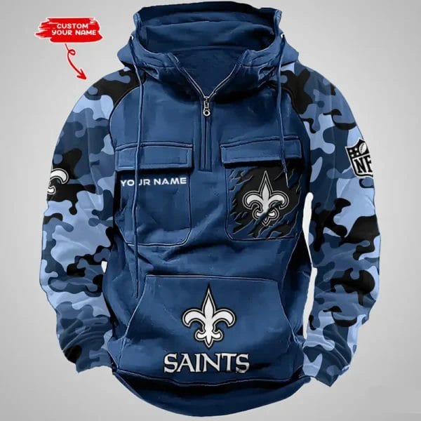 New Orleans Saints Hot Camouflage Multi Pockets Zip Hoodie AMCCLG001232 - Image 3