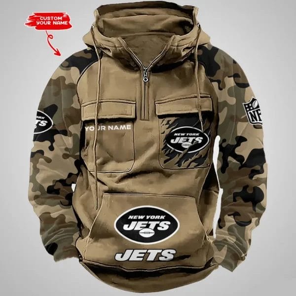 New York Jets Hot Camouflage Multi Pockets Zip Hoodie AMCCLG001234 - Image 5