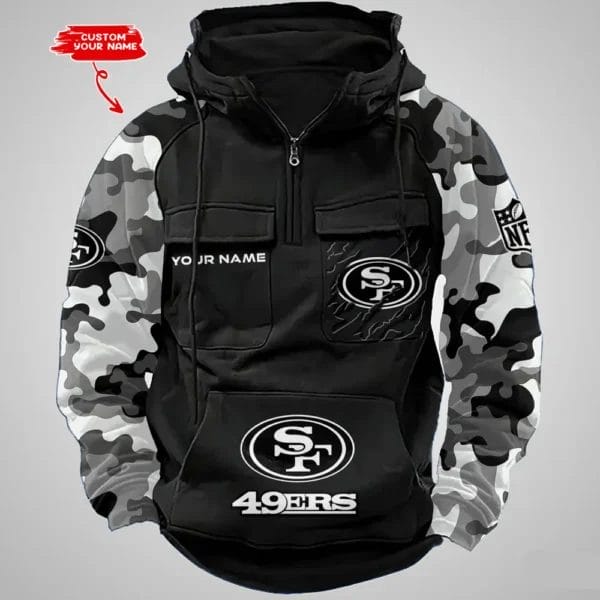 San Francisco 49ers Hot Camouflage Multi Pockets Zip Hoodie AMCCLG001237