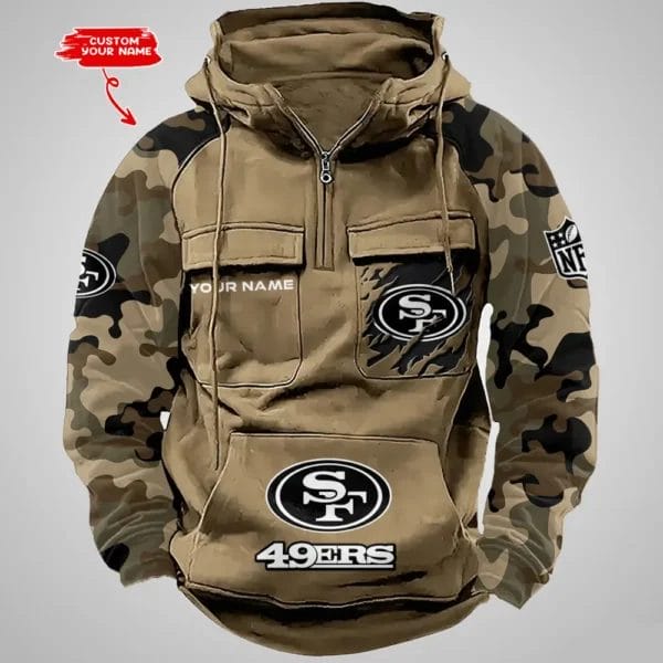 San Francisco 49ers Hot Camouflage Multi Pockets Zip Hoodie AMCCLG001237 - Image 2