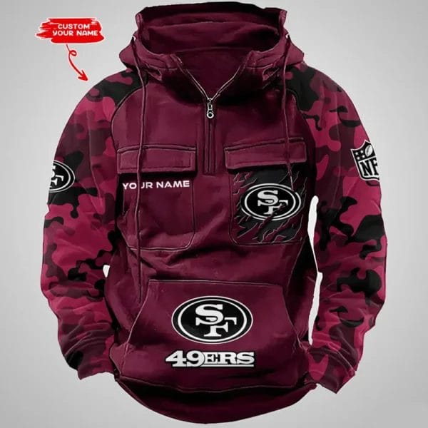 San Francisco 49ers Hot Camouflage Multi Pockets Zip Hoodie AMCCLG001237 - Image 3