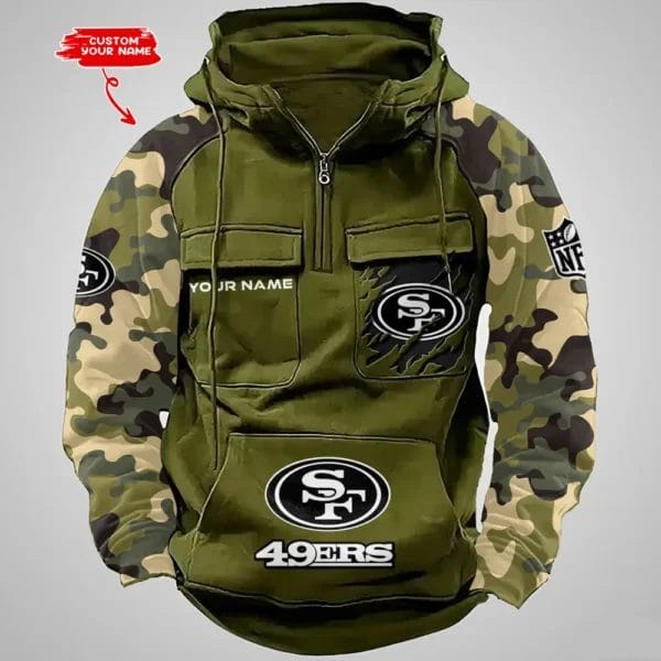 San Francisco 49ers Hot Camouflage Multi Pockets Zip Hoodie AMCCLG001237 - Image 4