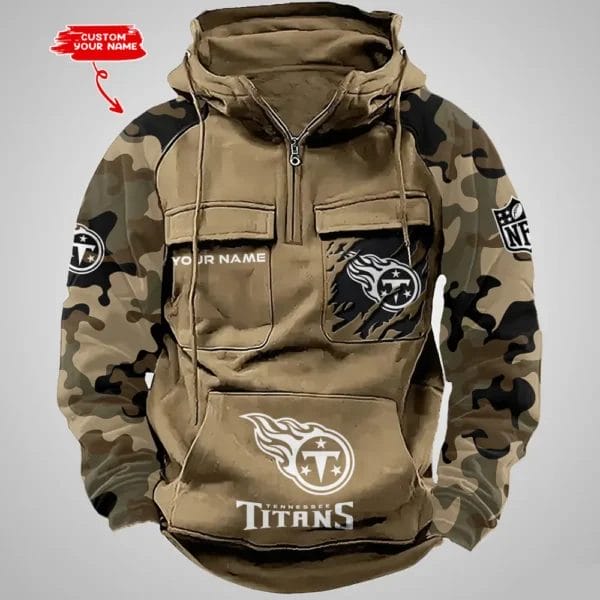 Tennessee Titans Hot Camouflage Multi Pockets Zip Hoodie AMCCLG001240
