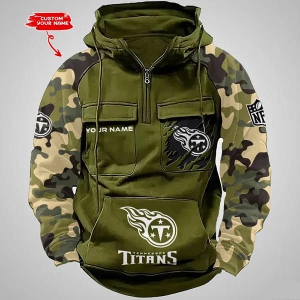 Tennessee Titans Hot Camouflage Multi Pockets Zip Hoodie AMCCLG001240 - Image 3