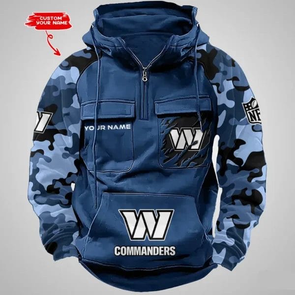 Washington Commanders Hot Camouflage Multi Pockets Zip Hoodie AMCCLG001241 - Image 3