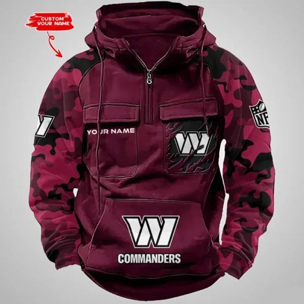 Washington Commanders Hot Camouflage Multi Pockets Zip Hoodie AMCCLG001241 - Image 5