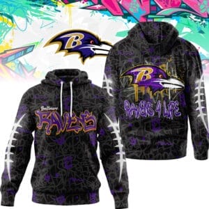 Baltimore Ravens | Premium NFL Special Graffiti My Team 4 Life Hoodie AMCCLG001281