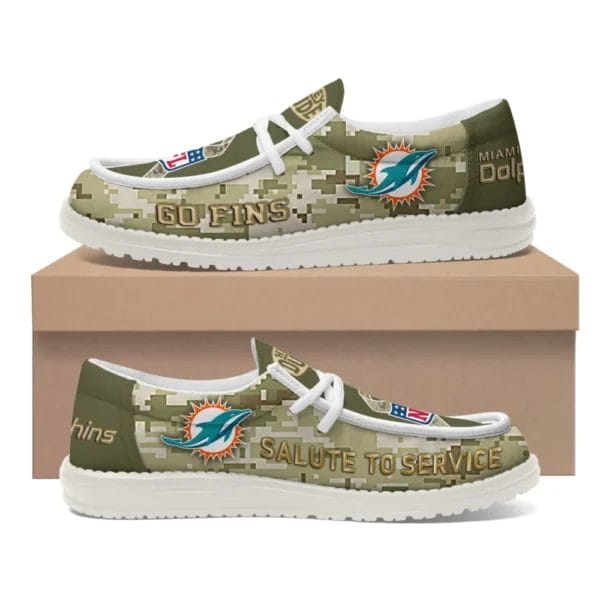 Miami Dolphins | Premium NFL Salute to Service Hey Dude Shoes AMCSHOES000100 - Image 2