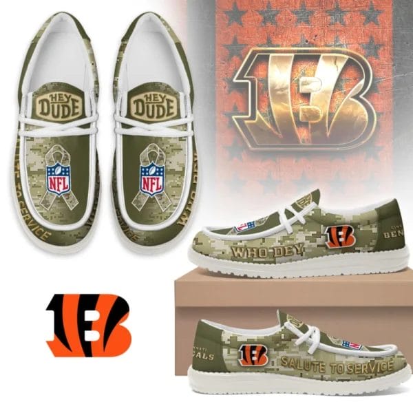 Cincinnati Bengals | Premium NFL Salute to Service Hey Dude Shoes AMCSHOES000091