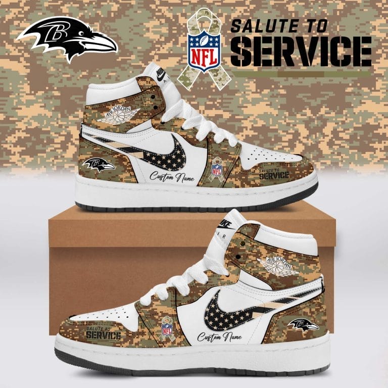 Baltimore Ravens Salute To Service Limited Edition High Air Jordan 1 New 2025 AMCSHOES000151