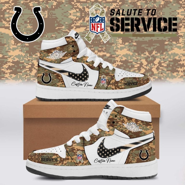 Indianapolis Colts Salute To Service Limited Edition High Air Jordan 1 New 2025 AMCSHOES000163