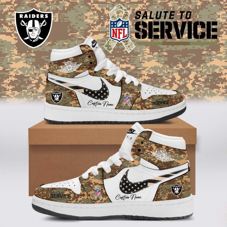 Las Vegas Raiders Salute To Service Limited Edition High Air Jordan 1 New 2025 AMCSHOES000158
