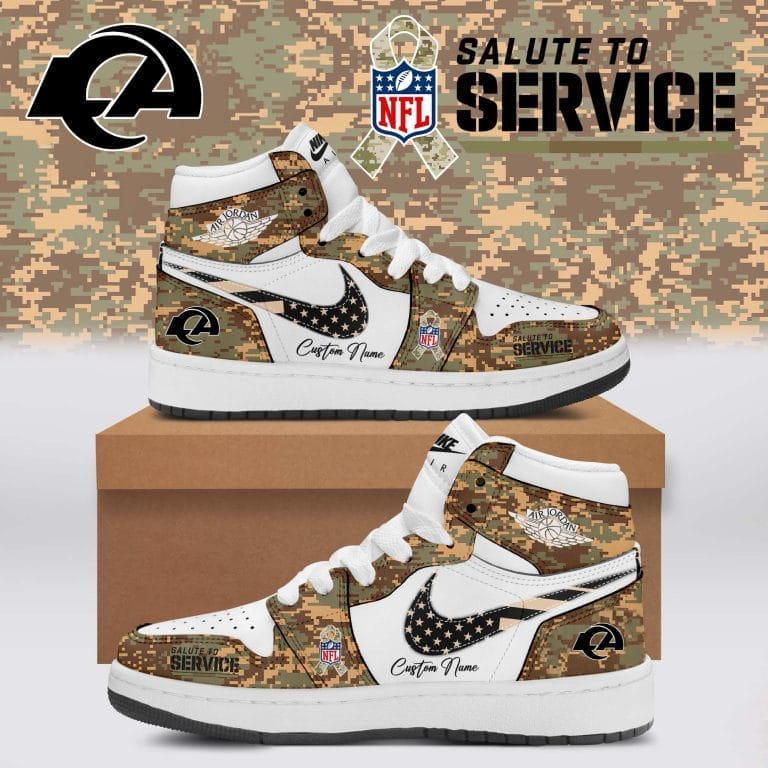Los Angeles Rams Salute To Service Limited Edition High Air Jordan 1 New 2025 AMCSHOES000153