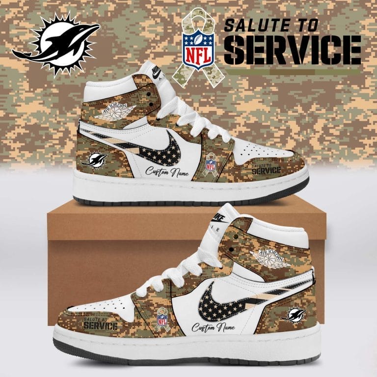 Miami Dolphins Salute To Service Limited Edition High Air Jordan 1 New 2025 AMCSHOES000149