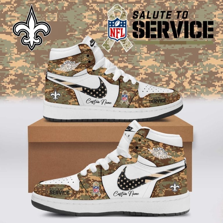 New Orleans Saints Salute To Service Limited Edition High Air Jordan 1 New 2025 AMCSHOES000141