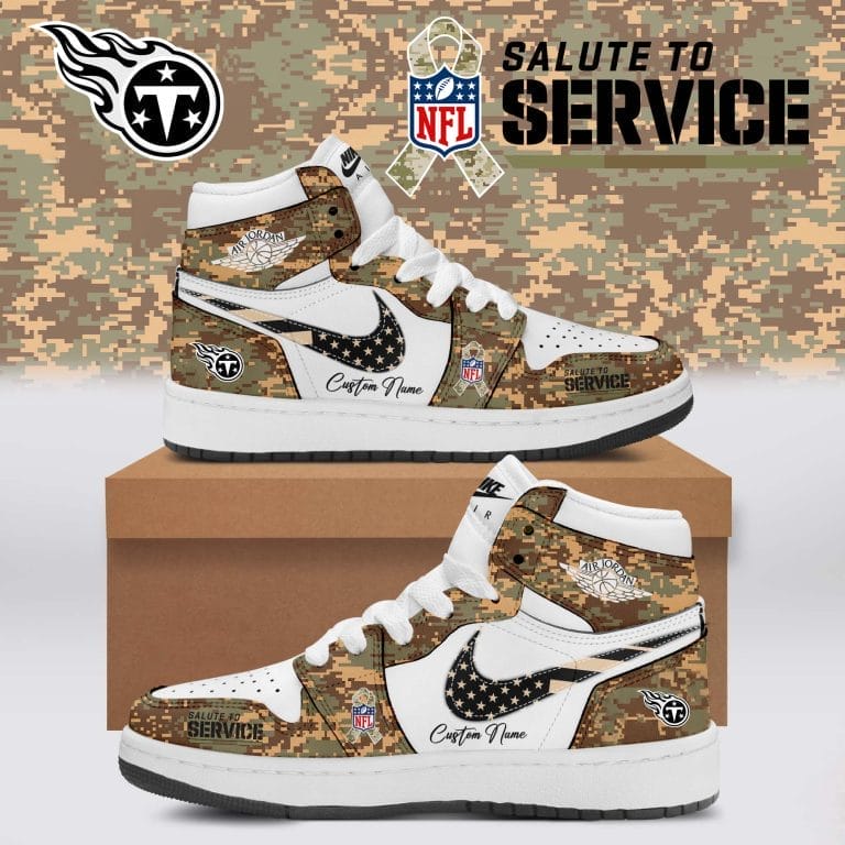 Tennessee Titans Salute To Service Limited Edition High Air Jordan 1 New 2025 AMCSHOES000155