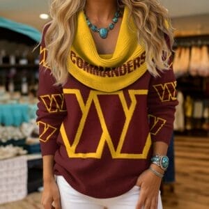 Washington Commanders Premium Christmas Cowl Neck Sweater AMCCLG001902