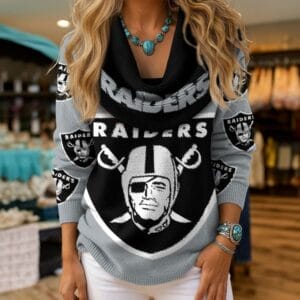 Las Vegas Raiders Premium Christmas Cowl Neck Sweater AMCCLG001888