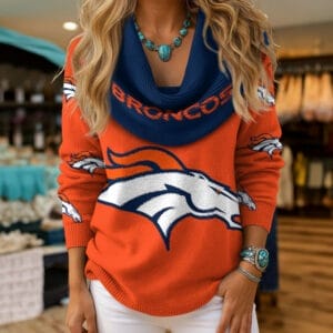 Denver Broncos Premium Christmas Cowl Neck Sweater AMCCLG001881
