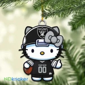 Las Vegas Raiders x Hello Kitty Christmas Custom Any Name Acrylic Ornament AMCACS000564