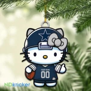 Dallas Cowboys x Hello Kitty Christmas Custom Any Name Acrylic Ornament AMCACS000556