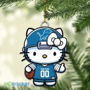 Detroit Lions x Hello Kitty Christmas Custom Any Name Acrylic Ornament AMCACS000558