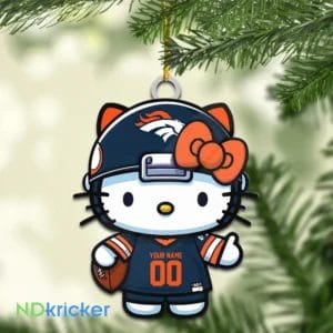 Denver Broncos x Hello Kitty Christmas Custom Any Name Acrylic Ornament AMCACS000557