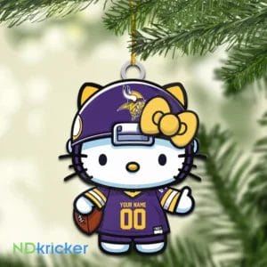 Minnesota Vikings x Hello Kitty Christmas Custom Any Name Acrylic Ornament AMCACS000568
