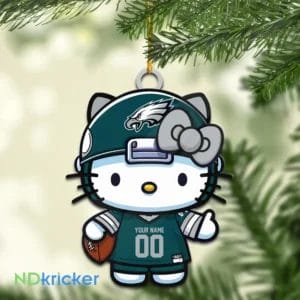 Philadelphia Eagles x Hello Kitty Christmas Custom Any Name Acrylic Ornament AMCACS000573