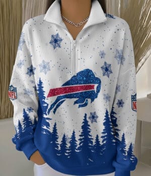 Buffalo Bills 2025 Edition Quarter Zip Corduroy Sweatshirt for Christmas AMCCLG001442