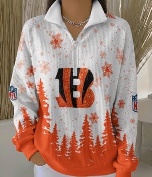 Cincinnati Bengals 2025 Edition Quarter Zip Corduroy Sweatshirt for Christmas AMCCLG001476
