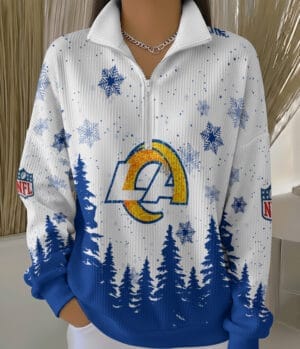 Los Angeles Rams 2025 Edition Quarter Zip Corduroy Sweatshirt for Christmas AMCCLG001446