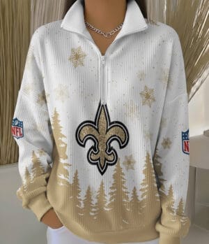 New Orleans Saints 2025 Edition Quarter Zip Corduroy Sweatshirt for Christmas AMCCLG001479