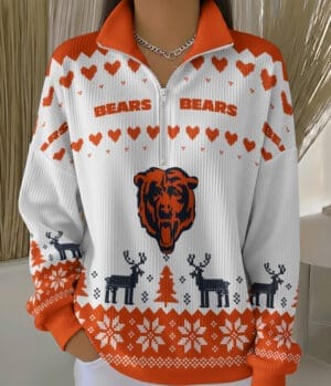 Chicago Bears 2025 Edition Quarter Zip Corduroy Sweatshirt for Christmas AMCCLG001461