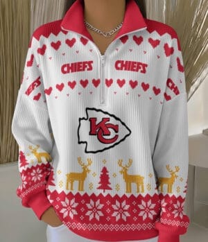 Kansas City Chiefs 2025 Edition Quarter Zip Corduroy Sweatshirt for Christmas AMCCLG001482