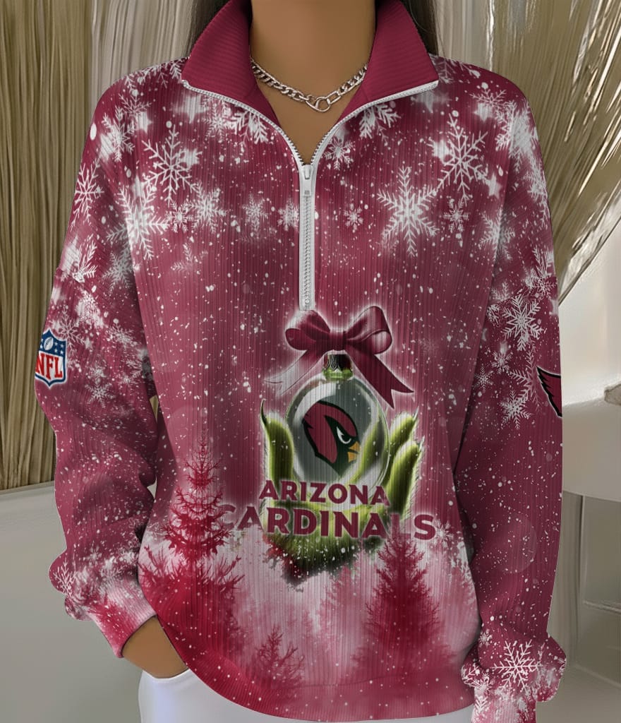 Arizona Cardinals 2025 Edition Quarter Zip Corduroy Sweatshirt for Christmas AMCCLG001471