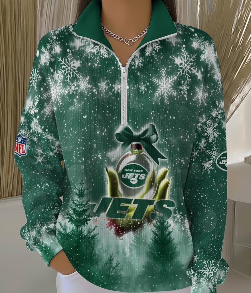 New York Jets 2025 Edition Quarter Zip Corduroy Sweatshirt for Christmas AMCCLG001528