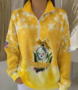 Pittsburgh Steelers 2025 Edition Quarter Zip Corduroy Sweatshirt for Christmas AMCCLG001495