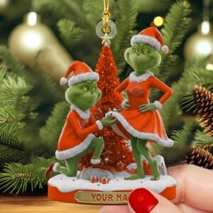 Chicago Bears x Grinch Christmas Custom Any Name Acrylic Ornament AMCACS000585