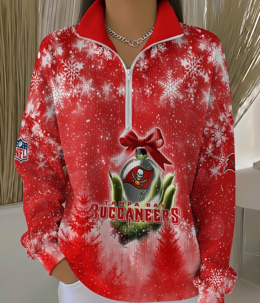 Tampa Bay Buccaneers 2025 Edition Quarter Zip Corduroy Sweatshirt for Christmas AMCCLG001521