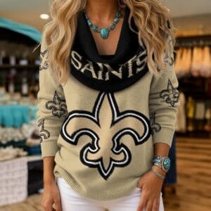 New Orleans Saints Premium Christmas Cowl Neck Sweater AMCCLG001894